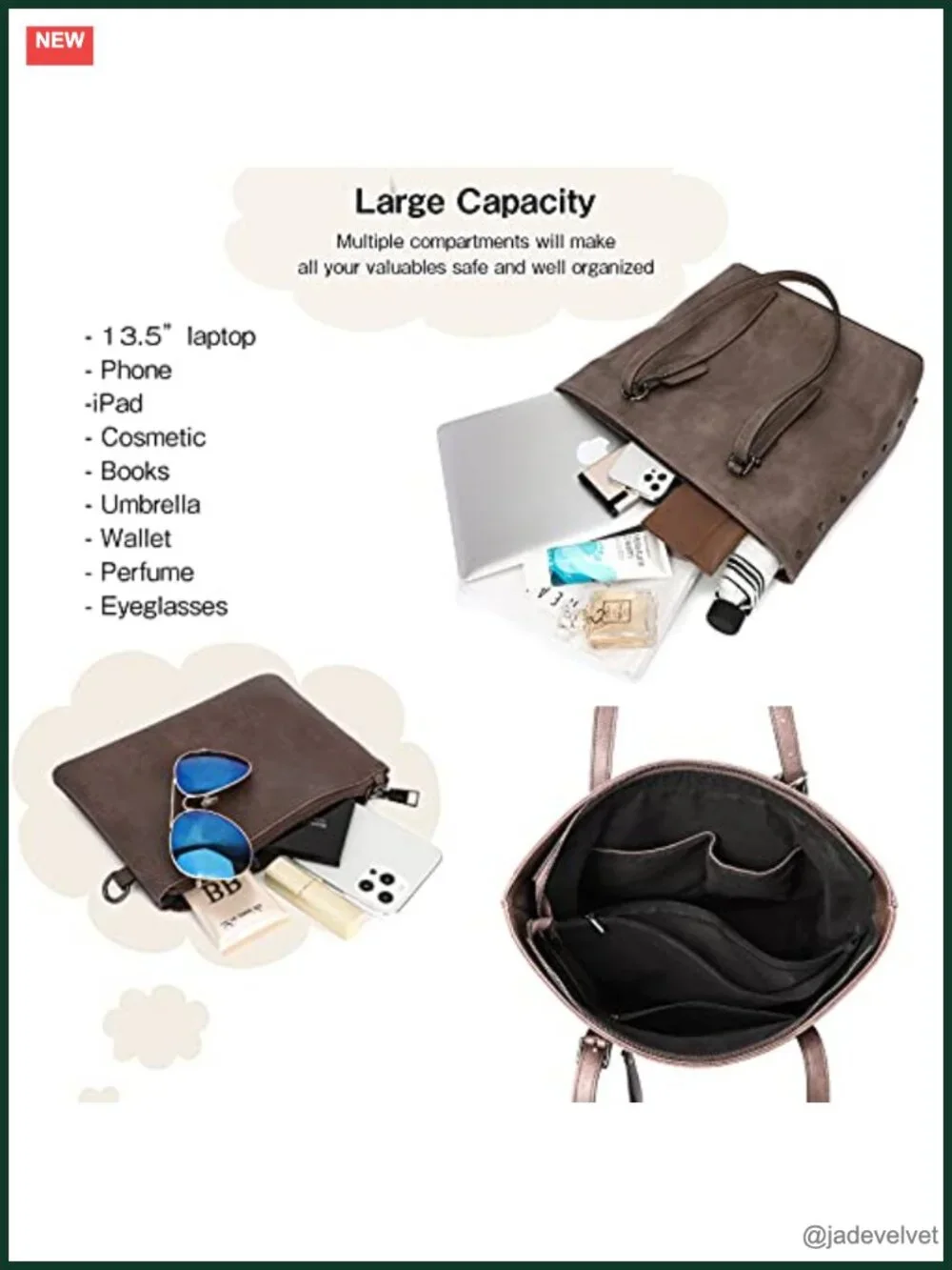 PU Leather Tote Bag Large Shoulder Handbag 2Pcs Set